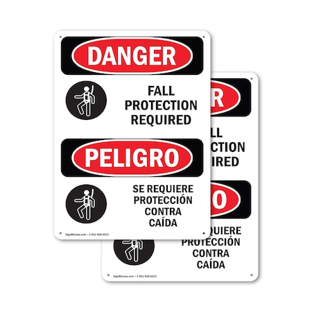 Signmission 10 in Height, 7 in Width, Aluminum, Rectangle, Bilingual OS-2PACK-DS-A-710-VS-1229